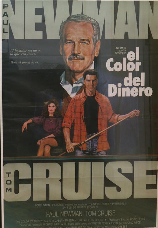 Film poster, original Argentina Paul Newman and Tom Cruise, colour of money 107 x 74cm